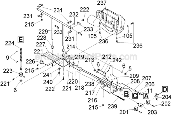 Page B Diagram and Parts List for TS750 Type 1 Black and Decker Table Saw